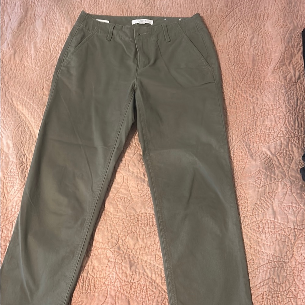 LOFT Green Chino Pants Cotton Blend